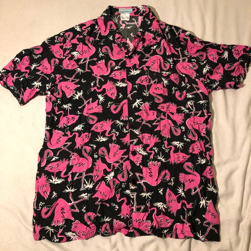 Flamingo print Hawaiian Shirt Size L